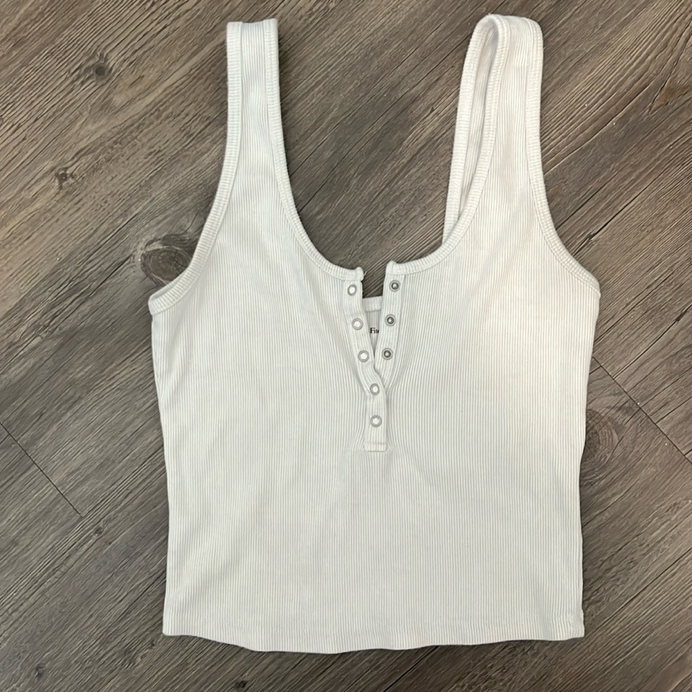 Abercrombie Ribbed Henley Tank color white